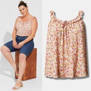 NWT Torrid 1 Washable Crinkle Gauze Ruffle Tie Front Tank 1X 14 16
